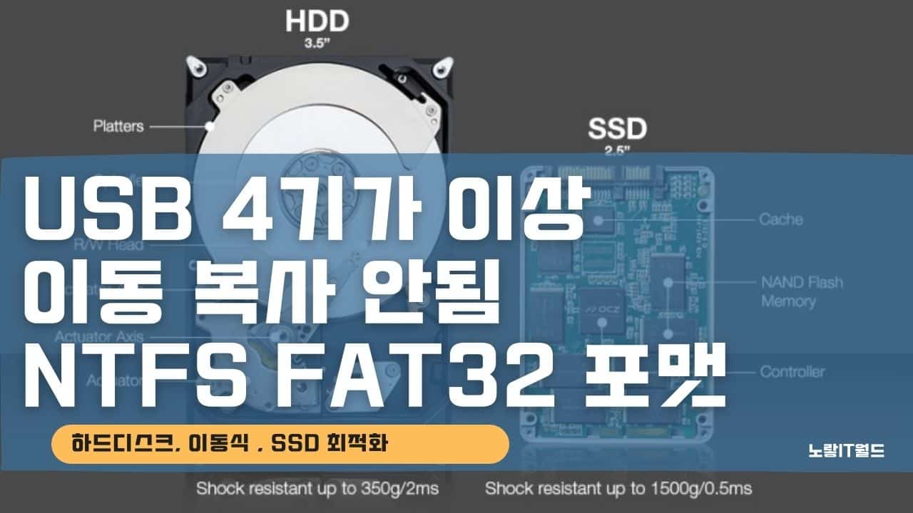 USB 4기가 이상 이동 복사 안됨 NTFS FAT32 포맷
