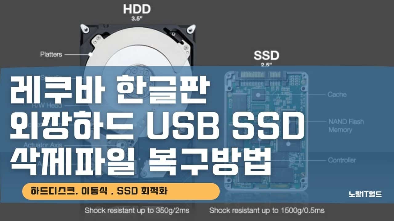 레쿠바 한글판 외장하드 USB SSD 삭제파일 복구방법