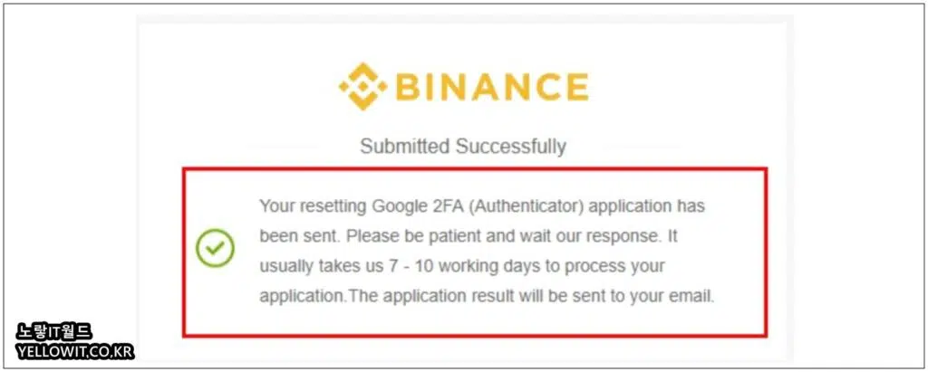 Binance Submitted Successfully