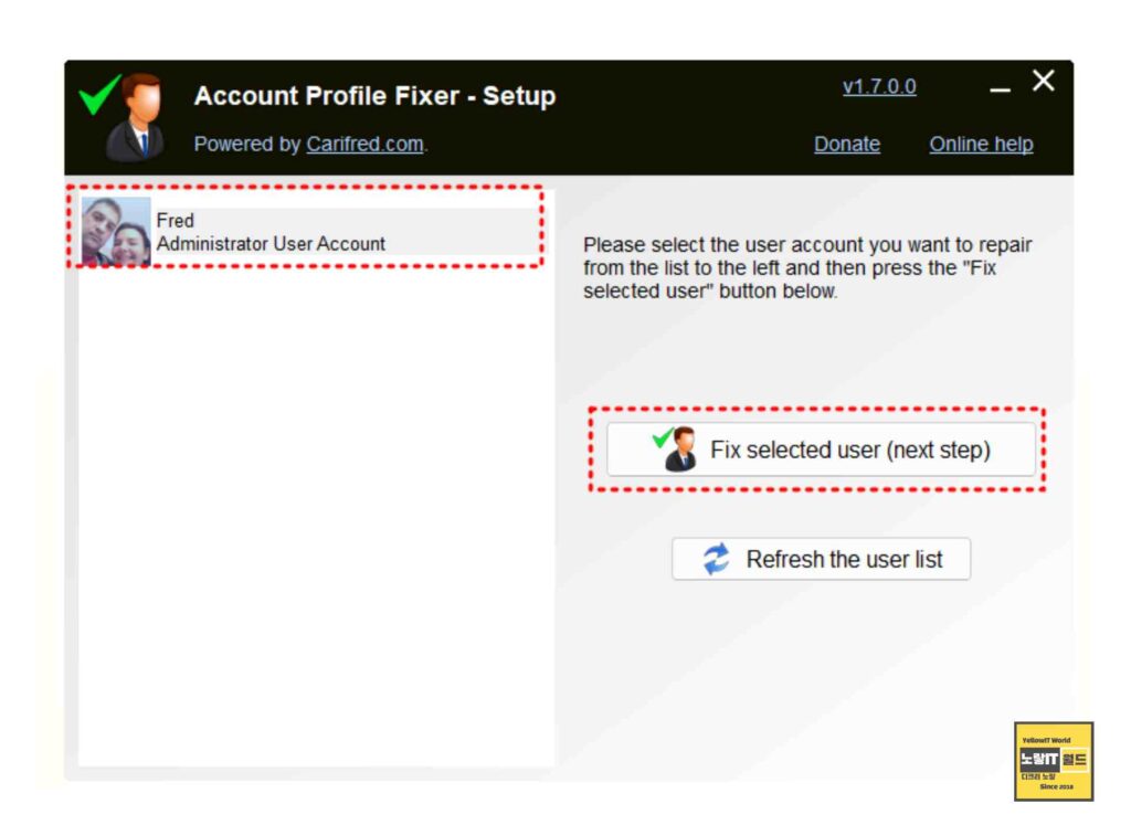 윈도우11 로그인 계정 손상 복구 방법 Account Profile Fixer 2