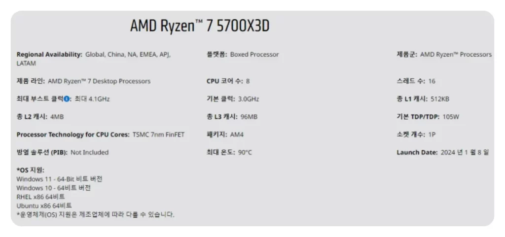 AMD Ryzen7 5700 라이젠7 5800 벤치마크 점수 성능 4